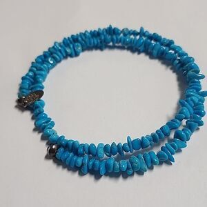 Running Bear Native American Turquoise Beaded Coil Choker Necklace